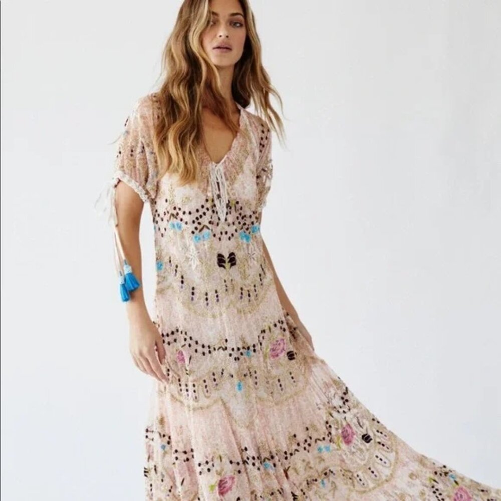 Free People Rosalie Embroidered Beaded Dress